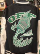 Jaqueta Varsity Off-White NYC Black/White/Green - Pronta Entrega