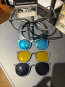 Óculos Rayban Redondo Armação Preto Clip On Multi Cores - Pronta Entrega