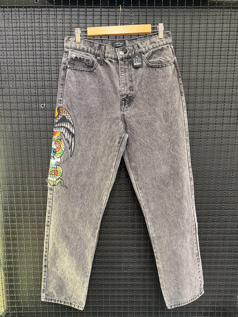 Calça Ed Hardy Jeans Destonado Bordado Caveira Águia Logo Traseiro - Pronta Entrega