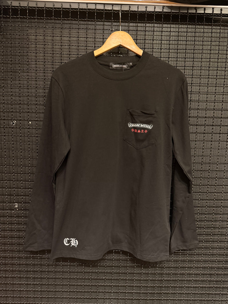 Camiseta Long Cross Chrome Hearts USA Black - Pronta Entrega