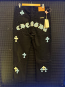 Calça Jeans Preta Chrome Hearts Cross White/Blue - Pronta Entrega