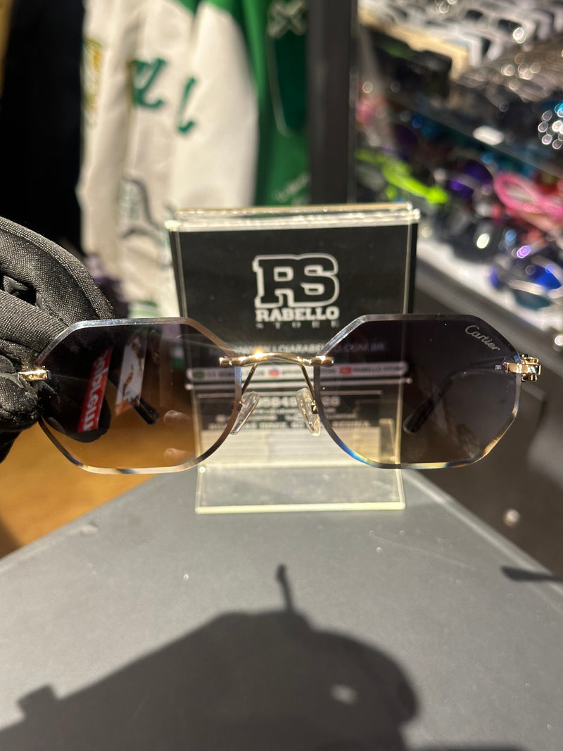 Óculos Cartier Preto Retangular Lente Escura - Pronta Entrega