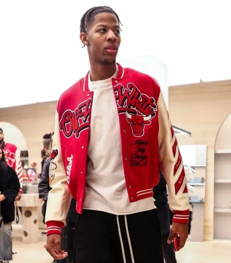 Jaqueta Off-White Varsity Chicago Bulls Red - Encomenda