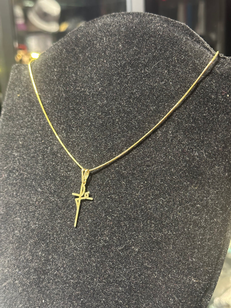 Corrente Veneziana Banhada Pingente “Fé” 25 CM - Pronta Entrega