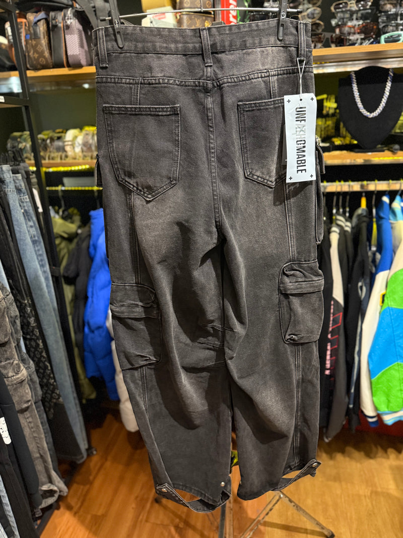 Calça Baggy Utility Cargo Jeans Rasgado Destonado - Pronta Entrega