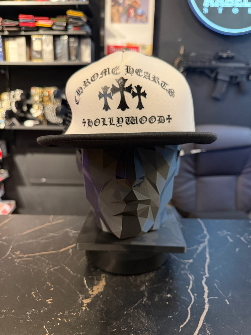 Boné Chrome Hearts Chomper Hollywood Trucker Black/White - Pronta Entrega