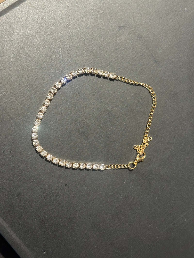 Pulseira Dourada Cravejada 15 + 10 CM - Pronta Entrega