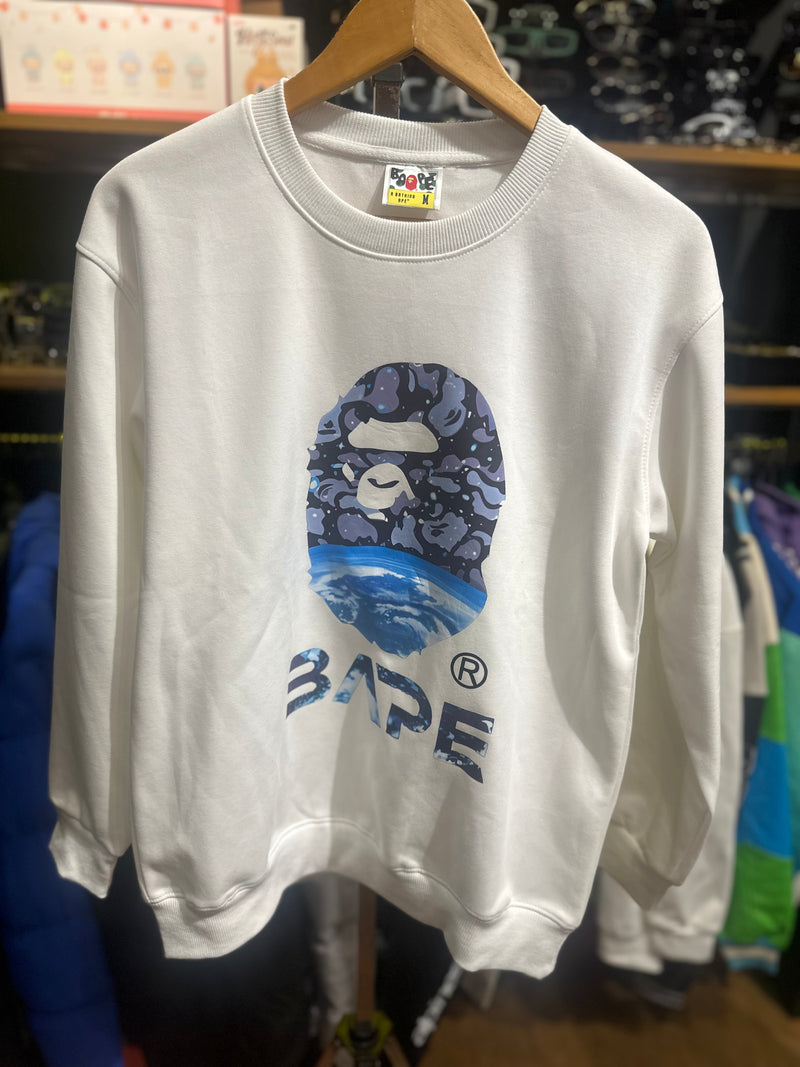Moletom BAPE Crewneck APE Head Space Camo Branco - Pronta Entrega