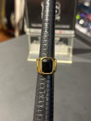 Anel Aço Inoxidável Dourado Pedra Ônix - Pronta Entrega