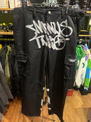 Calça Sarja Minus Two Preta Logo Cinza - Pronta Entrega