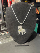 Corrente Cravejada Slim Pingente Pitbull Em Zicornia Cubica Prata 40 CM - Pronta Entrega