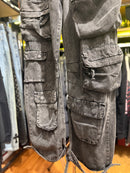 Calça Baggy Utility Cargo Jeans Destonado Preto - Pronta Entrega