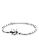 Bracelete Pandora Moments com Fecho De Coracao Prata - Pronta Entrega