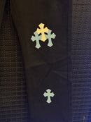 Calça Jeans Preta Chrome Hearts Cross White/Blue - Pronta Entrega