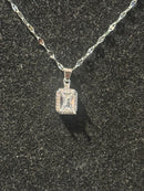 Corrente Feminina Prata Pingente Pedra Em Zicornia Cúbica 45 CM - Pronta Entrega