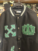 Jaqueta Varsity Off-White NYC Black/White/Green - Pronta Entrega