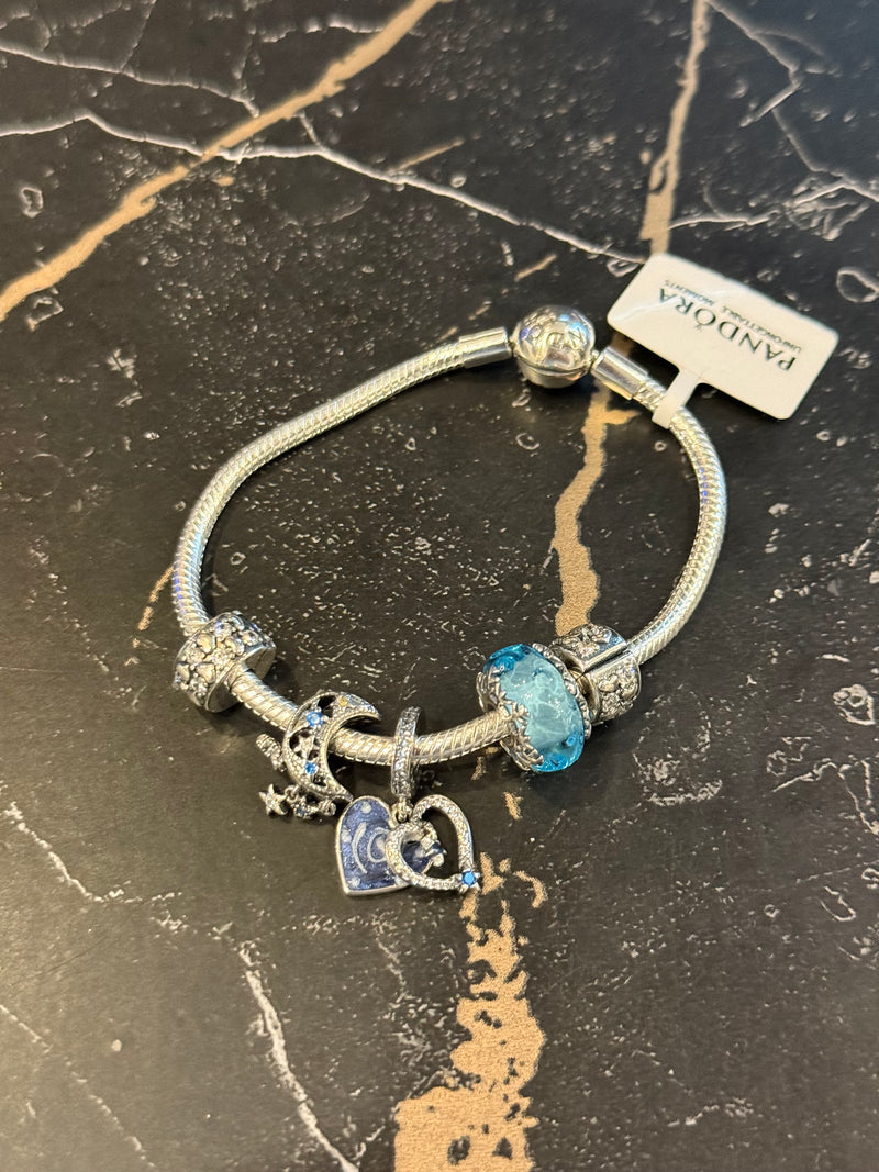 Pulseira Pandora Prata Com Berloques - Pronta Entrega