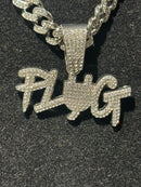 Corrente Cravejada Pingente Plug Em Zicornia Cubica Prata 40 CM - Pronta Entrega