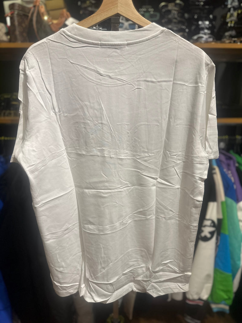 Camiseta Dior Logo Bordado Floral Branca - Pronta Entrega