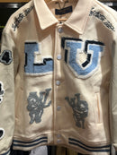 Jaqueta Varsity Louis Vuitton Creme  Bordado Multi Patches - Pronta Entrega
