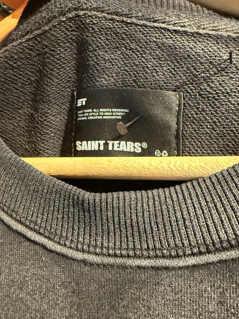 Moletom Saint Tears Manga Longa Destonado Preto - Pronta Entrega