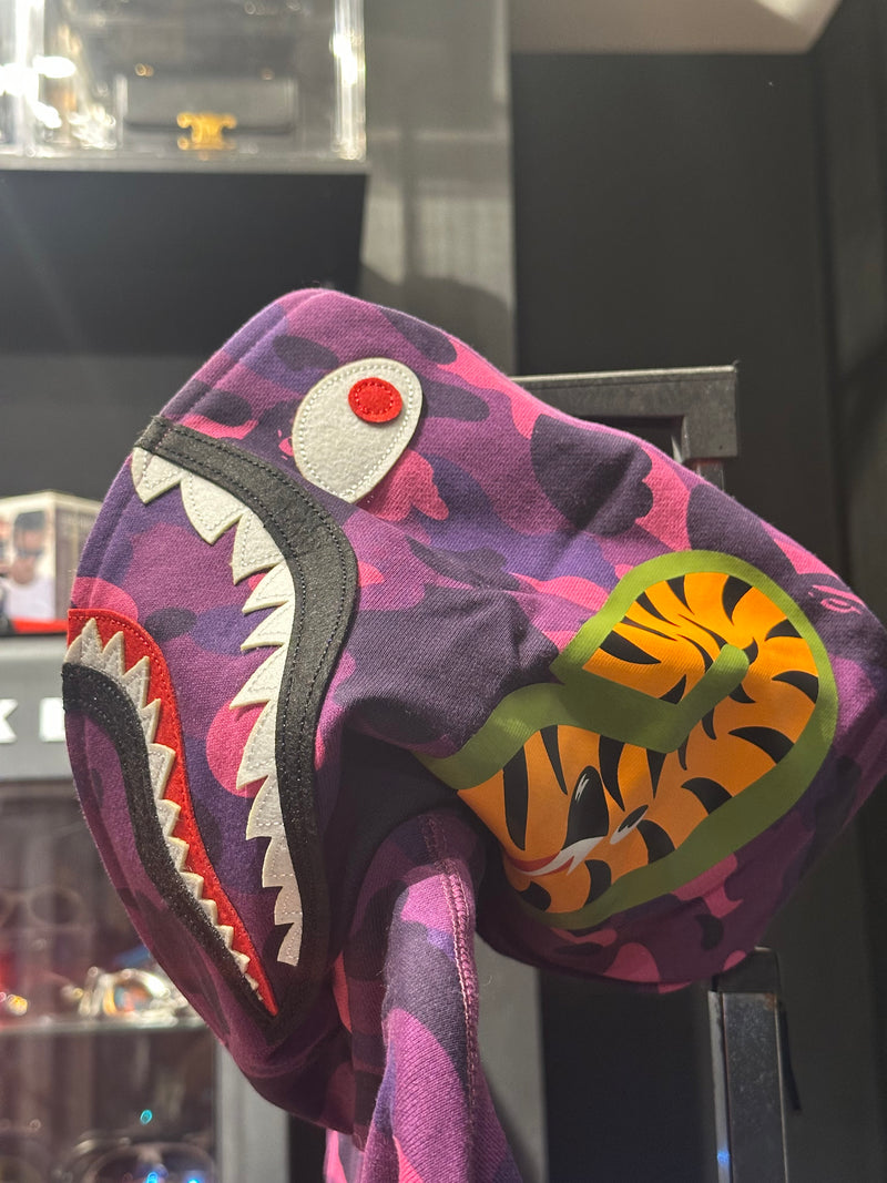 Jaqueta Bape Shark Camo Pink Dual Hoodie Full Zip - Pronta Entrega