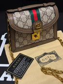 Bolsa Gucci Feminina Couro Fecho Gold Crossbody Branca - Pronta Entrega