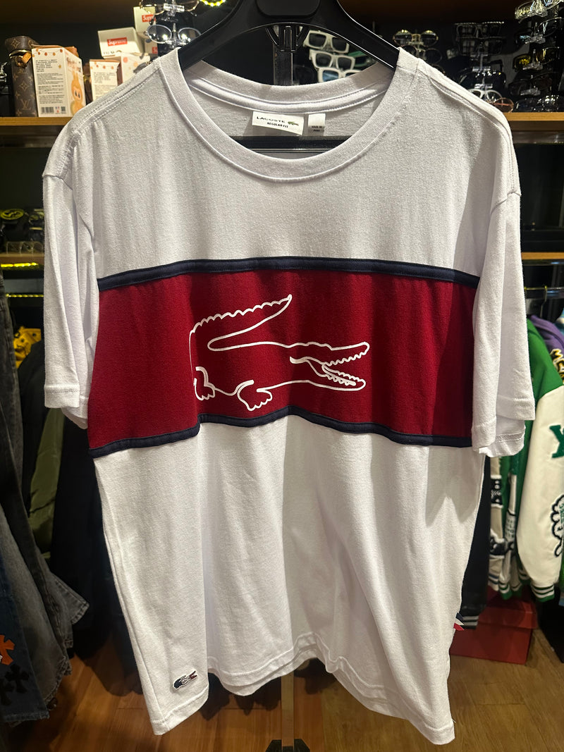 Camisa Lacoste Branco Logo Central White/Red - Pronta Entrega