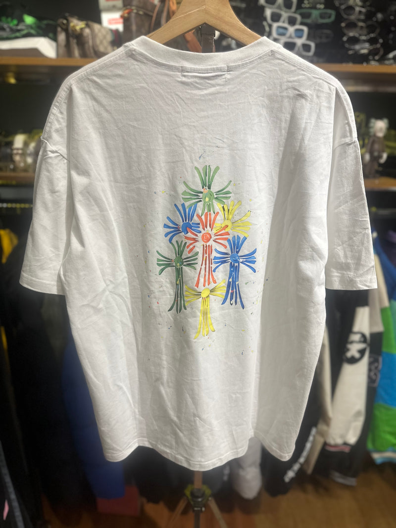 Camiseta Chrome Hearts Logo Multicolor Branca - Pronta Entrega