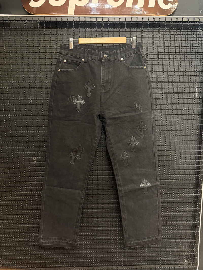 Calça Jeans Black Chrome Hearts X Comme Des Garçons MultiCruz Black - Pronta Entrega