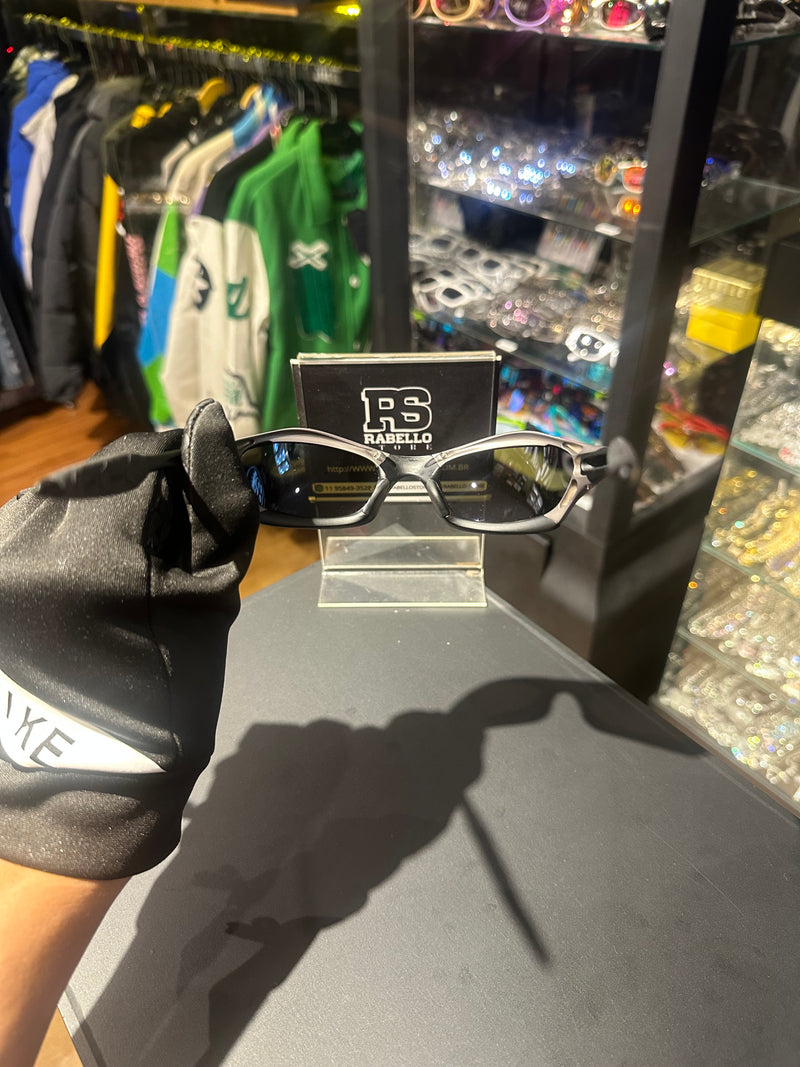 Óculos Oakley Splice Black Silver Lente Azul - Pronta Entrega