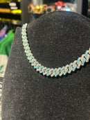 Corrente Cravejada Em Zicornia Cubica Azul/Prata 40 CM - Pronta Entrega