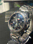 Relógio Tag Heuer Prata Fundo Preto - Pronta Entrega