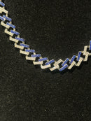 Corrente Cravejada Em Zicornia Cubica Azul/Prata 50 CM - Pronta Entrega