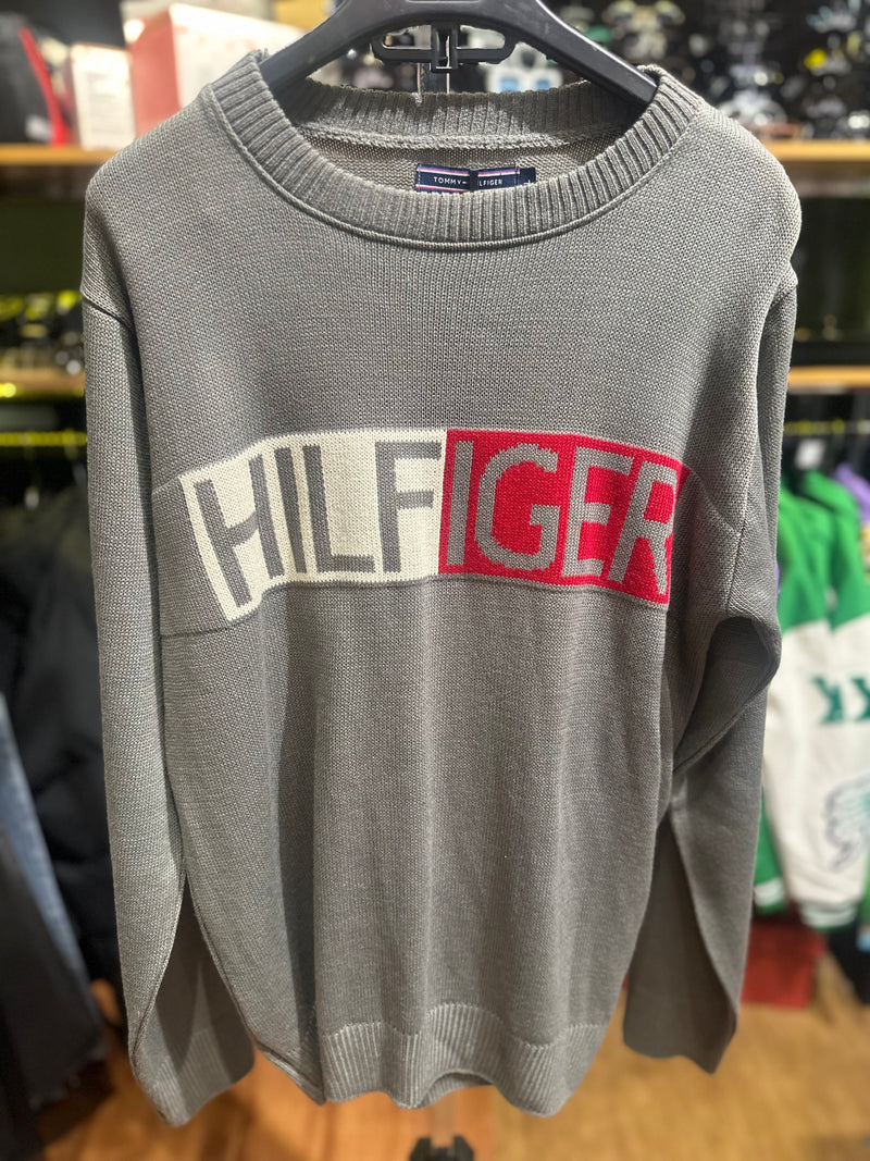 Suéter Tommy Hilfiger Cinza/Vermelho - Pronta Entrega