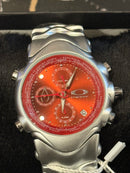 Relógio Oakley GMT Silver Fundo Vermelho - Pronta Entrega