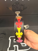 Cinto Chrome Hearts 110 CM Rolling Stones Multicolor Couro Metal - Pronta Entrega