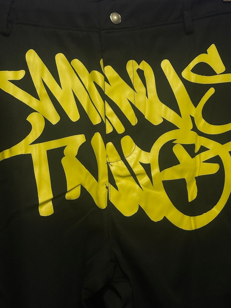 Calça Sarja Minus Two Preta Logo Amarelo - Pronta Entrega