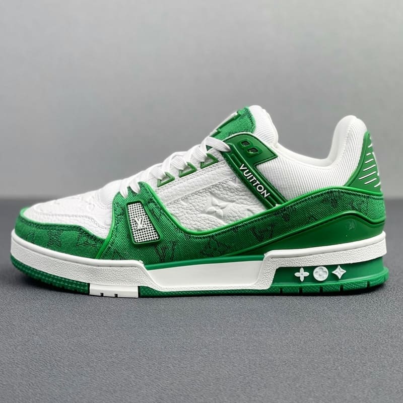 Louis Vuitton Trainer Green Monogram Denim White - Encomenda