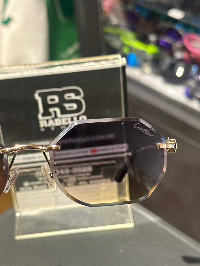 Óculos Cartier Preto Retangular Lente Escura - Pronta Entrega