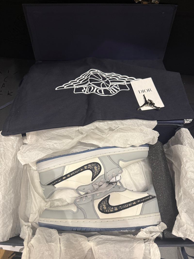 Tênis Nike Air Jordan 1 Low X Dior Grey - Pronta Entrega