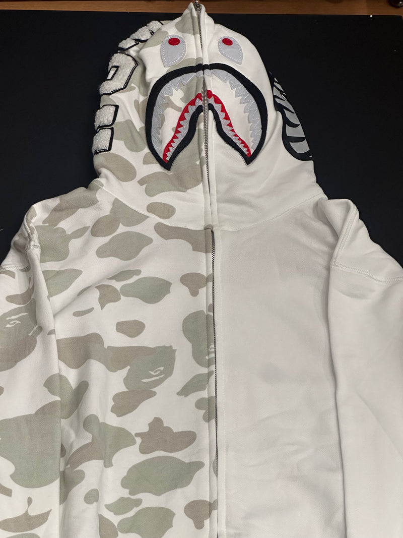 Jaqueta Bape Shark Half Camo White Full Zip - Pronta Entrega