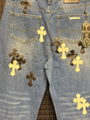 Calça Jeans Chrome Hearts x Comme Des Garçons Cruz Black White - Pronta Entrega