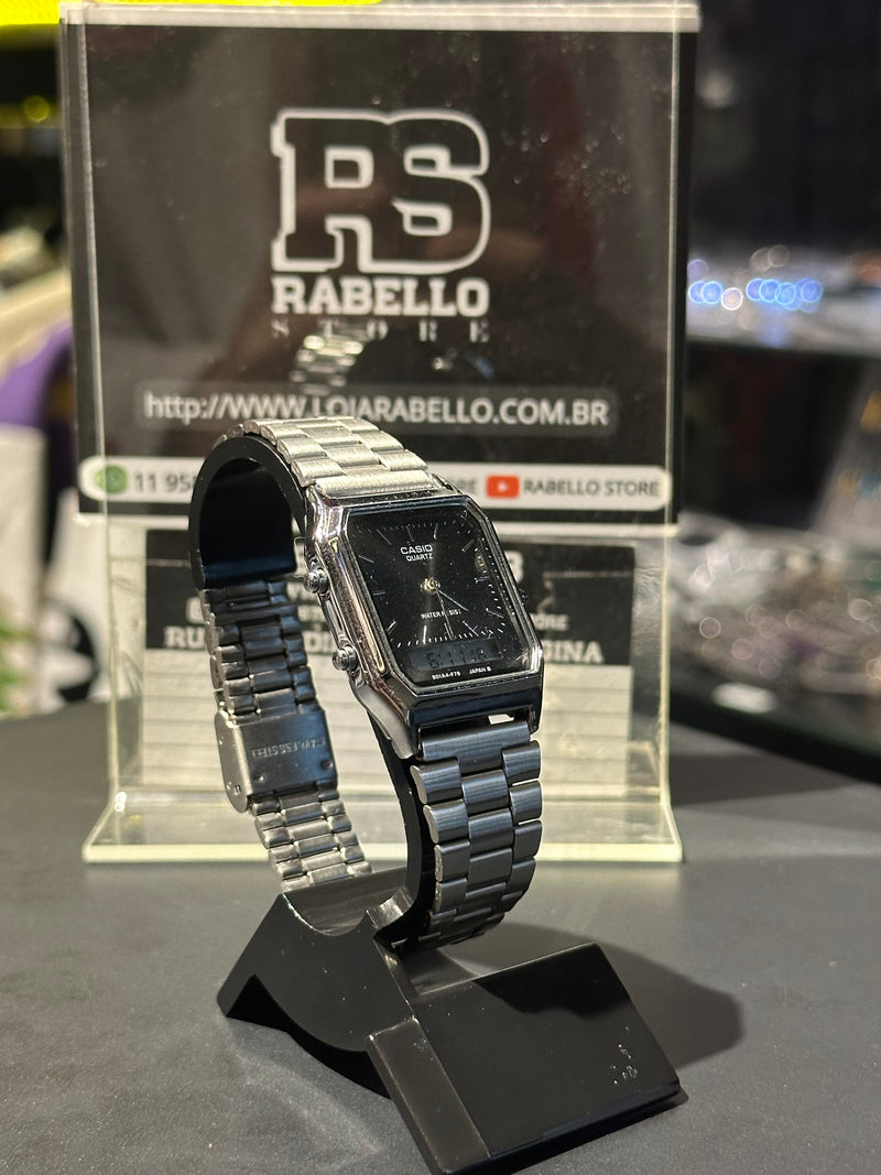 Relógio Casio Vintage Analógico/Digital Fundo Preto - Pronta Entrega