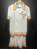 Conjunto Casablanca Seda Padronagem Monogramada Red Ring - Pronta Entrega