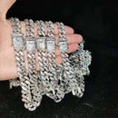 Corrente Prata Cuban Ice Cravejada - Encomenda