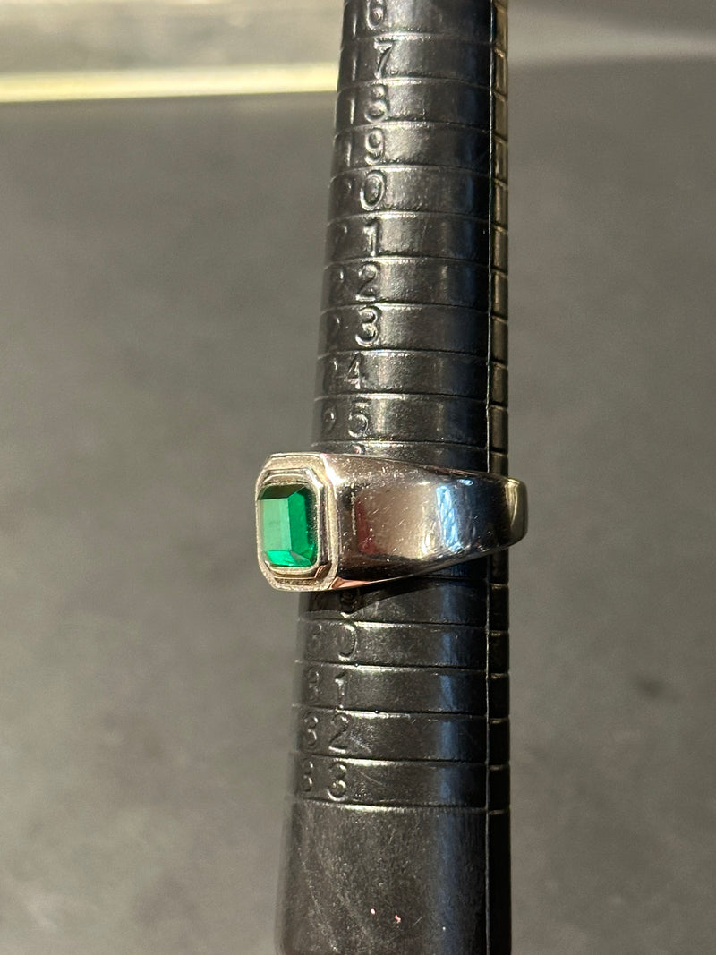 Anel Aço Inoxidável Pedra Esmeralda 25 CM - Pronta Entrega