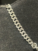 Corrente Cravejada Pingente Assault Rifle Em Zicornia Cubica Prata 45 CM - Pronta Entrega