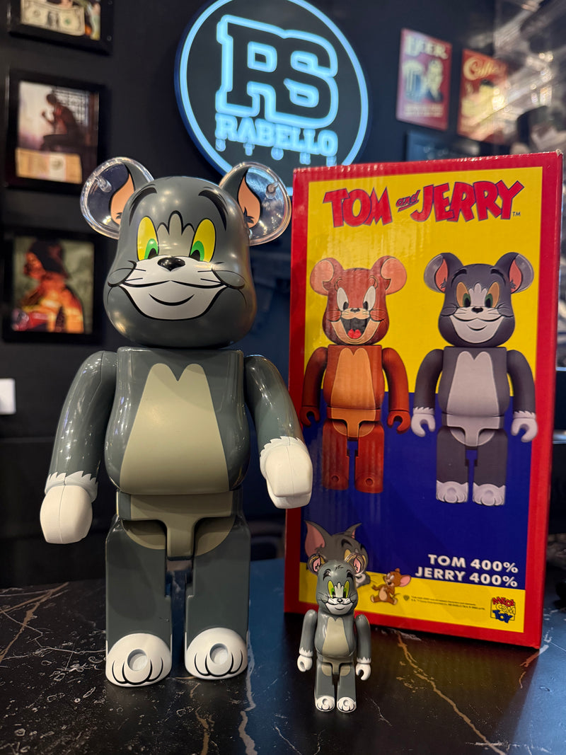 Bearbrick Bear Tom & Jerry 400% + Mini Boneco Tom Medicom Toy Boneco Colecionável 28cm - Pronta Entrega