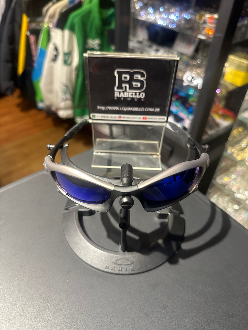 Óculos Oakley Splice Black Silver Lente Azul - Pronta Entrega